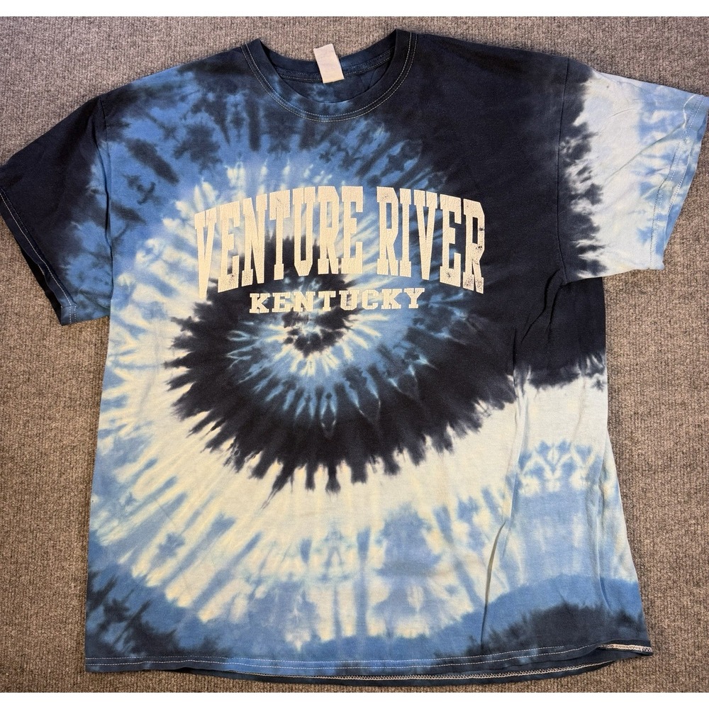 Venture River Kentucky Water Park Tie Dye T Shirt Gildan Men's L Blue